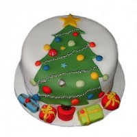 Новогодний торт с украшением в виде елки №446