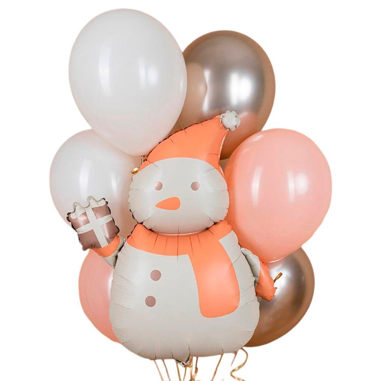 Композиция шариков с фольгированным снеговиком №713
