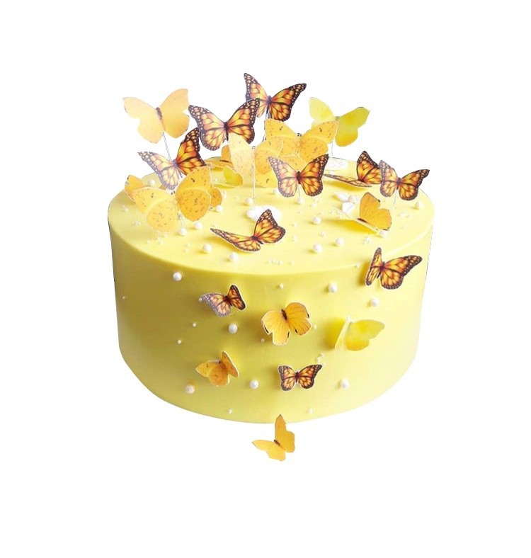 Торт желтый с бабочками №1492