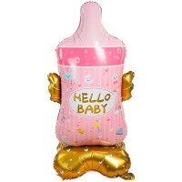 Воздушный шар в виде розовой бутылочки на гендер пати №1109