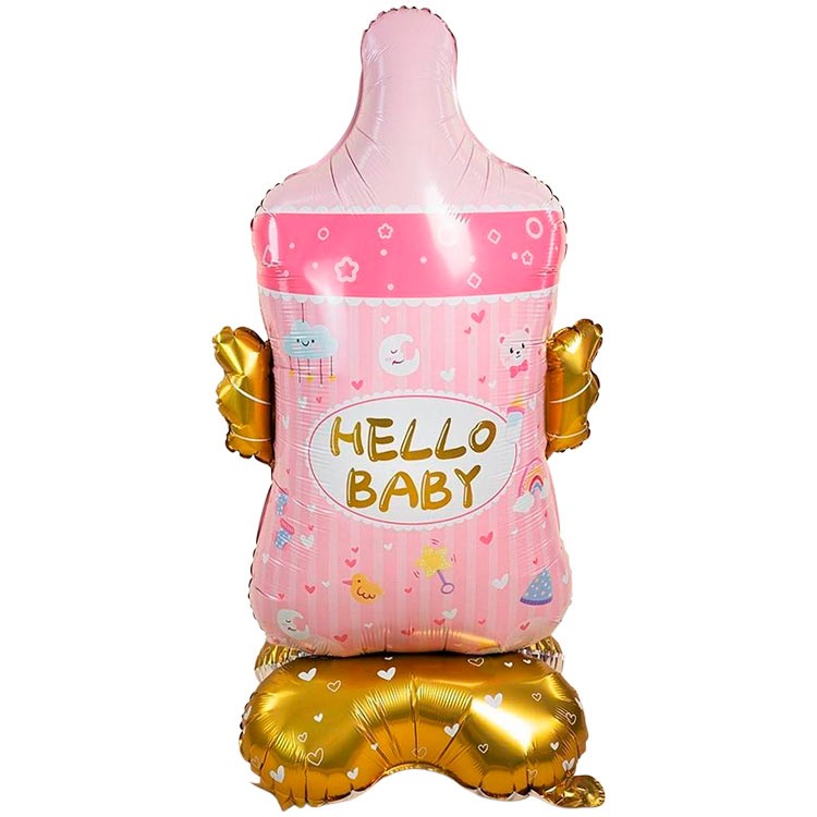Воздушный шар в виде розовой бутылочки на гендер пати №1109