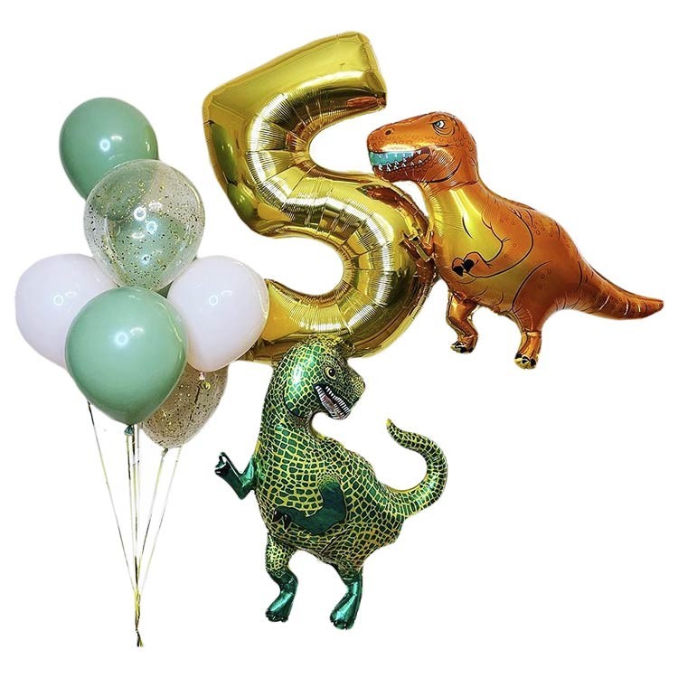 Воздушные шарики с динозаврами и цифрой №210