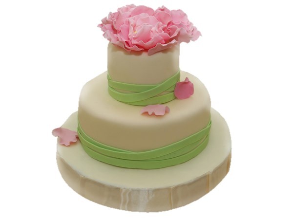 Торт свадебный с лепестками №1026