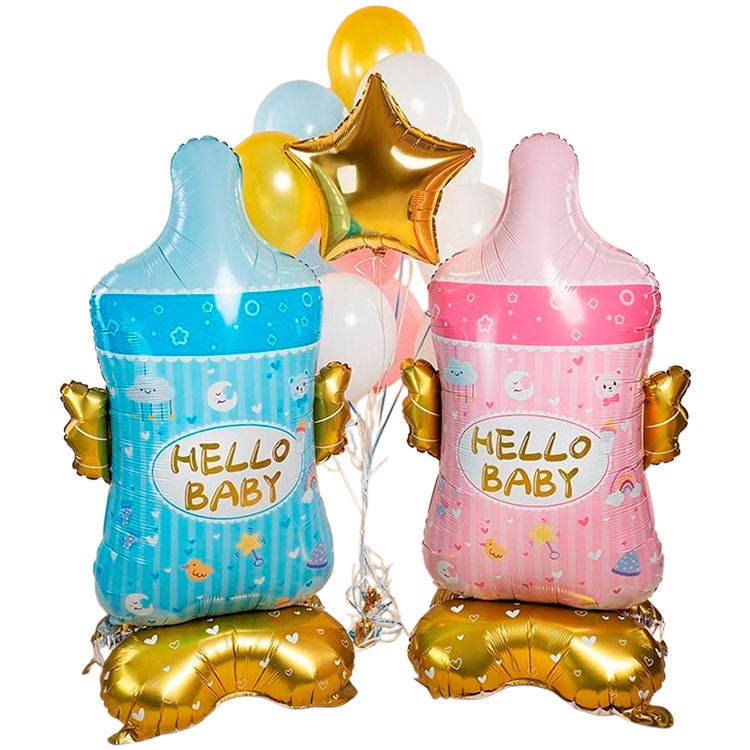 Набор шаров-фигур детских бутылочек на гендер пати №1110