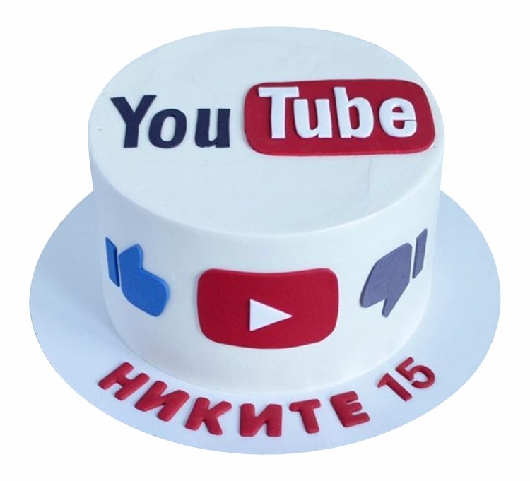 Торт YouTube белый №1783