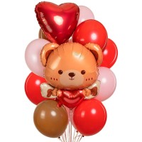 Набор шаров для влюбленных с мишкой с сердечком №1111