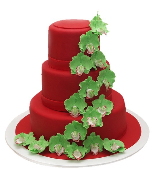 Красный свадебный торт №837