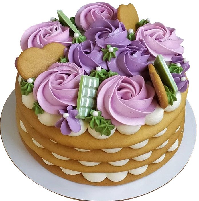 Голый торт с цветами №1990