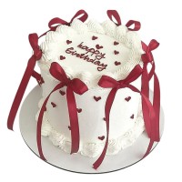 Торт Ламбет с красными бантиками и сердечками №4079