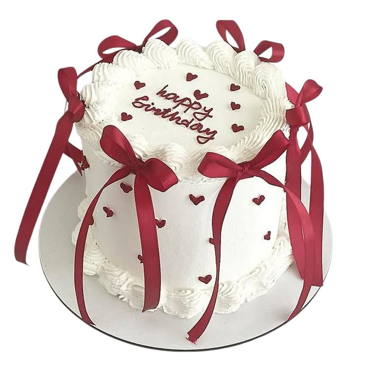 Торт Ламбет с красными бантиками и сердечками №4079