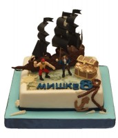 Торт с пиратами и кораблем №690