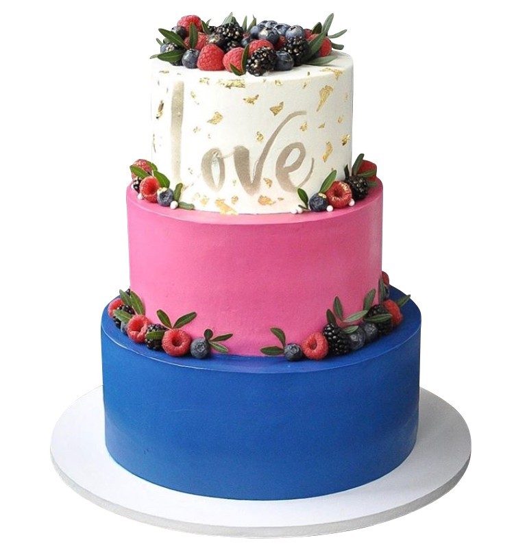 Разноцветный свадебный торт LOVE №1691