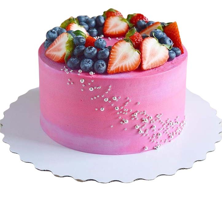 Розовый торт с ягодами №2454