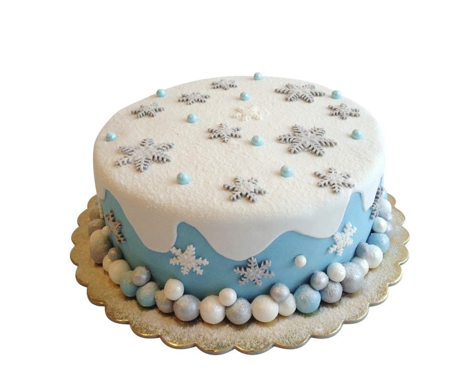 Новогодний торт со снежинками №1359