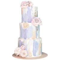 Торт свадебный с мазками и цветами №3000