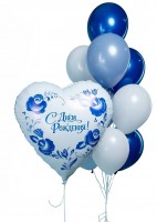 Воздушные шары в бело-синих тонах на день рождения №1229