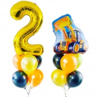 Воздушные шары с экскаватором и цифрой №121