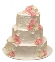 Свадебный торт без мастики с цветами №815