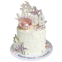 Торт на 30 лет свадьбы с жемчугом в раковине №3692