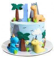 Торт с игрушечными динозаврами №2135