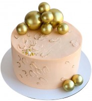 Торт без мастики с золотыми шарами №2600