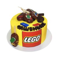 Желтый торт без мастики с эмблемой Лего №3544