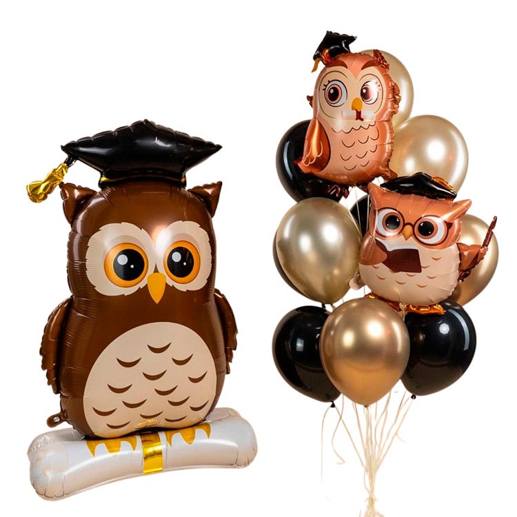 Воздушные шары с фигурами сов на выпускной №1233