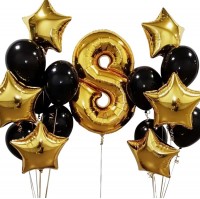 2 фонтана воздушных шаров с фольгированной цифрой 8 №30