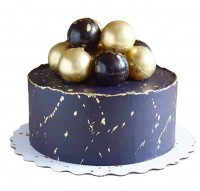 Синий торт с золотыми шарами №2450