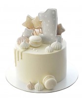 Торт с цифрой 1 и макарунами №2417