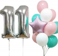 Набор воздушных шаров с серебряной цифрой 11 №32