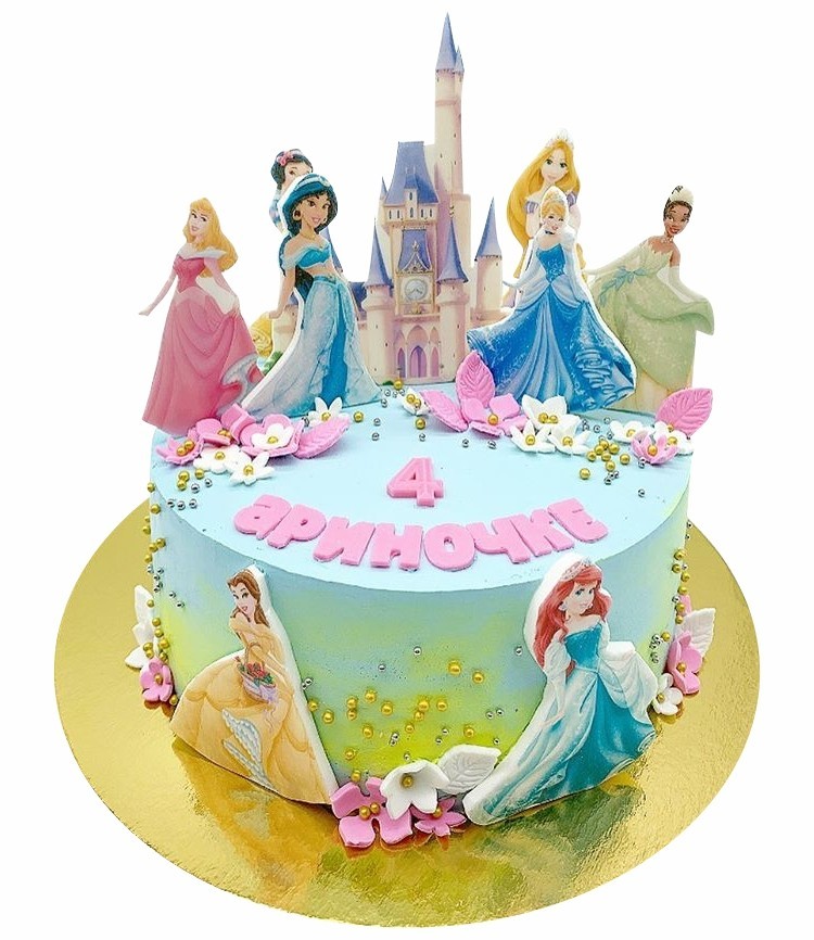 Торт с принцессами на 4 года №1799
