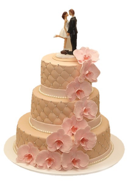 Торт свадебный с фигурками жениха и невесты №821