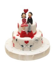 Торт свадебный с фигурками жениха и невесты №921