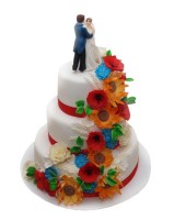 Торт свадебный с фигурками и цветами №898