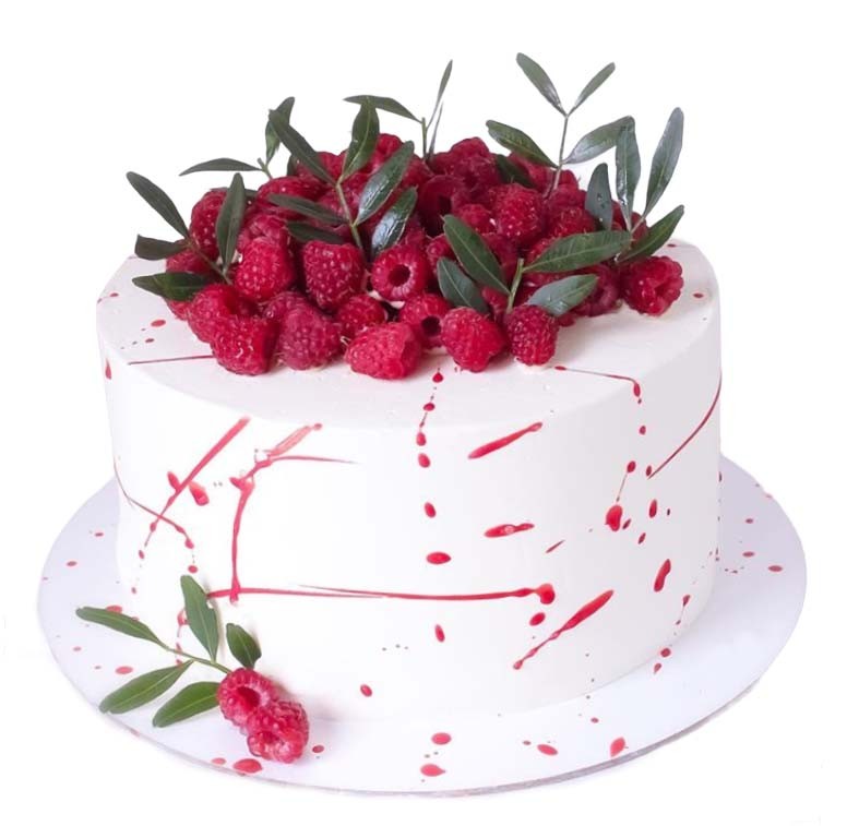 Торт с ягодами малины №2593