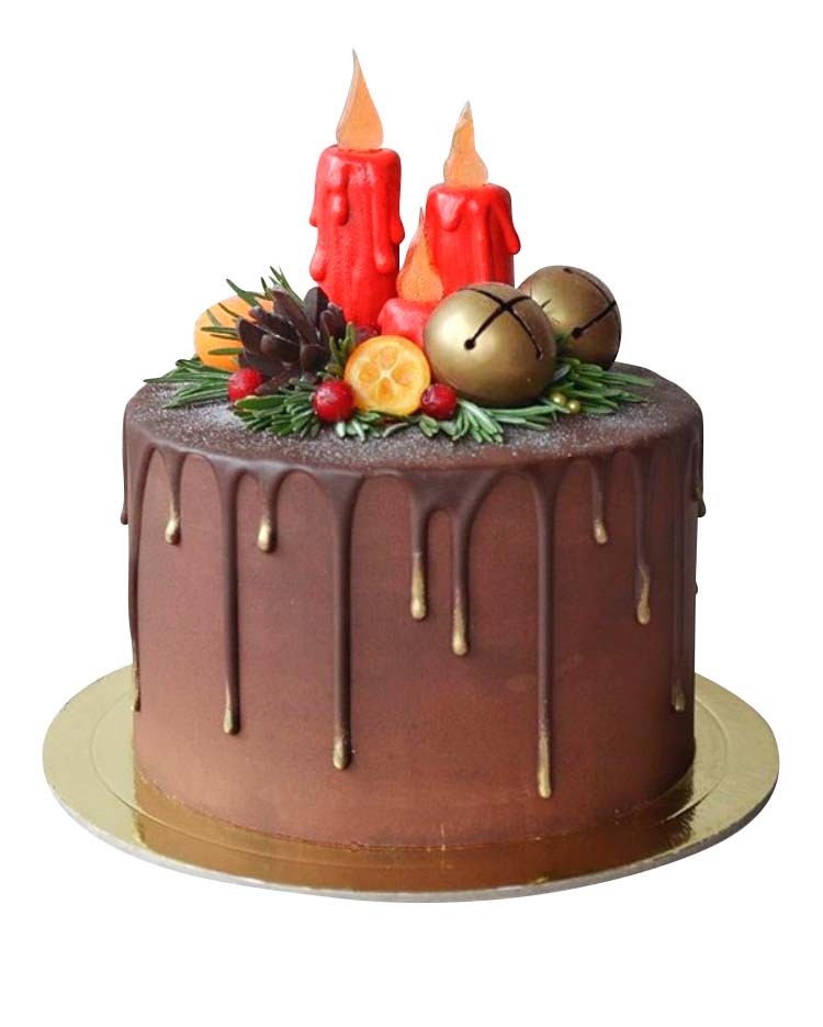 Новогодний торт со свечами и шарами №1708