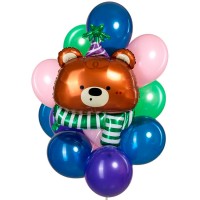 Воздушные шары с фигурой мишки в колпаке №1239