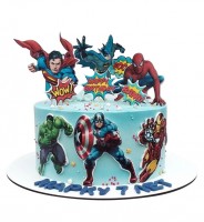 Торт с популярными супергероями №1745