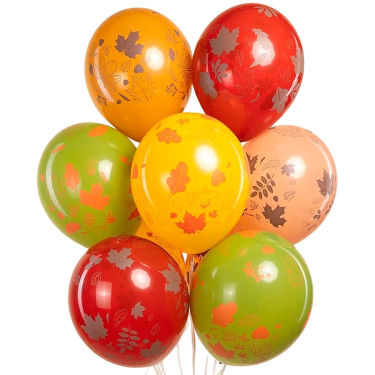 Набор шаров с принтами осенних листьев №1129