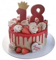 Торт на 18 лет с клубникой №1705