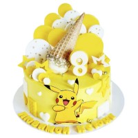 Торт с Пикачу желтого цвета с рожком №3268