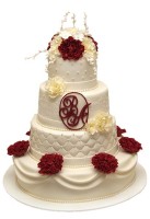 Торт свадебный с цветами и инициалами №830