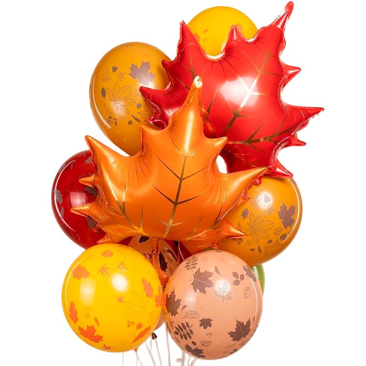 Шары в осеннем стиле с фольгированными листьями №1131