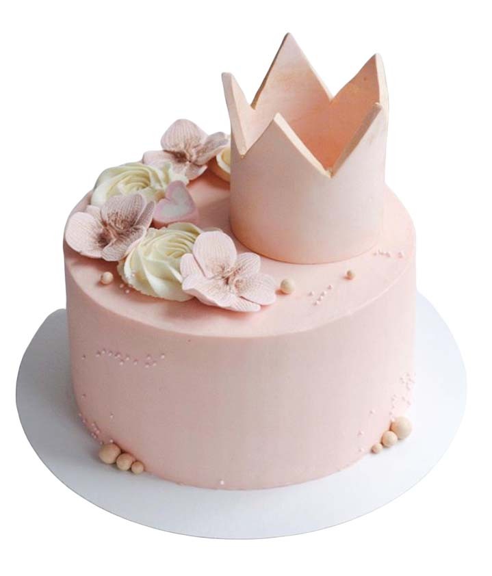 Торт с короной и цветами №2425