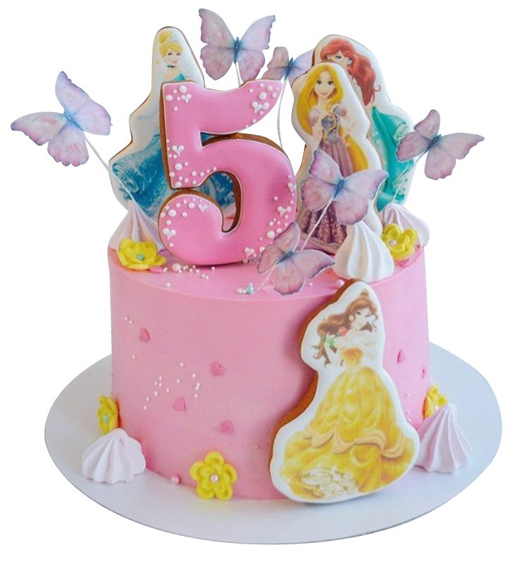 Торт с принцессами Диснея с пряниками №2046