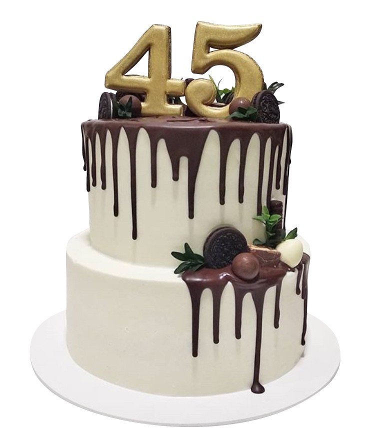 Двухъярусный торт на 45 лет №1733