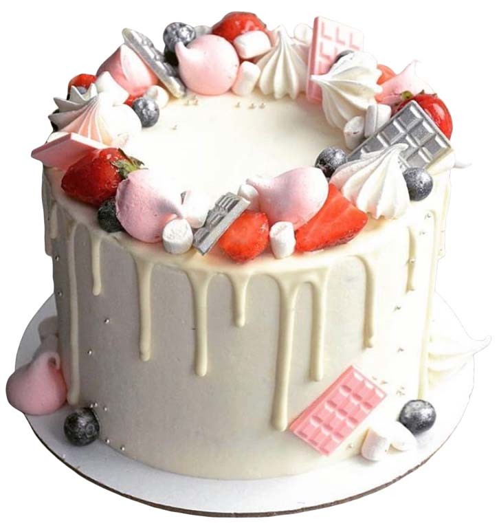 Торт со сладостями и подтеками без мастики №2563