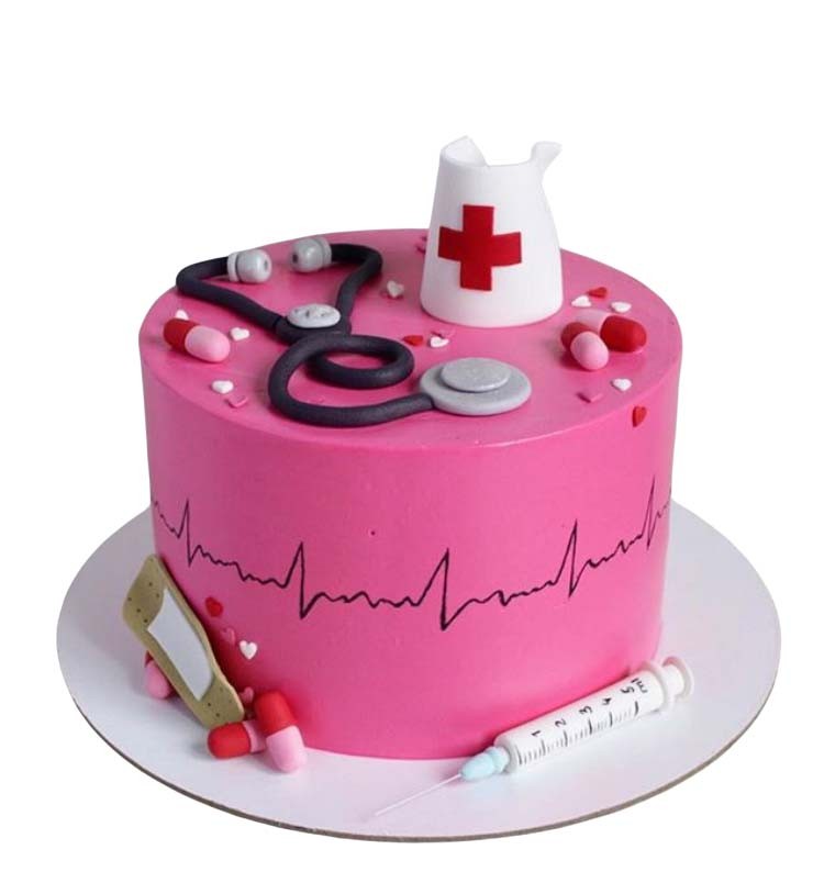 Торт для врача розовый №2472