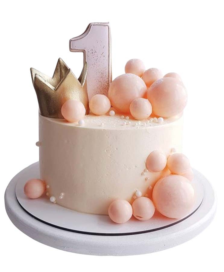 Торт с короной и шариками на 1 годик №2437